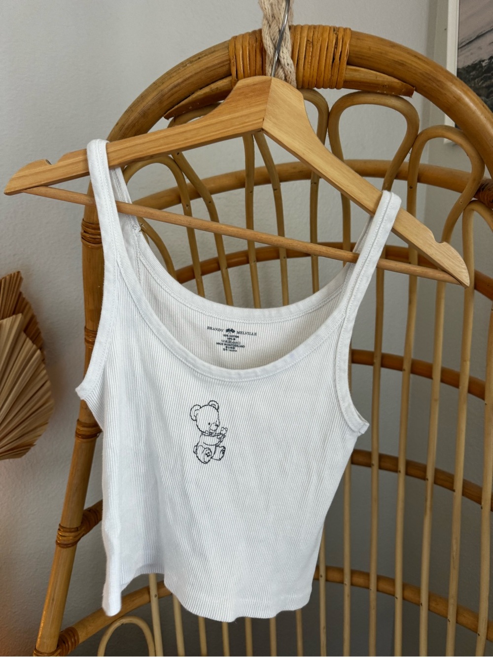Brandy Melville Bear Graphic Ribbed Tank Top One Size Y2K